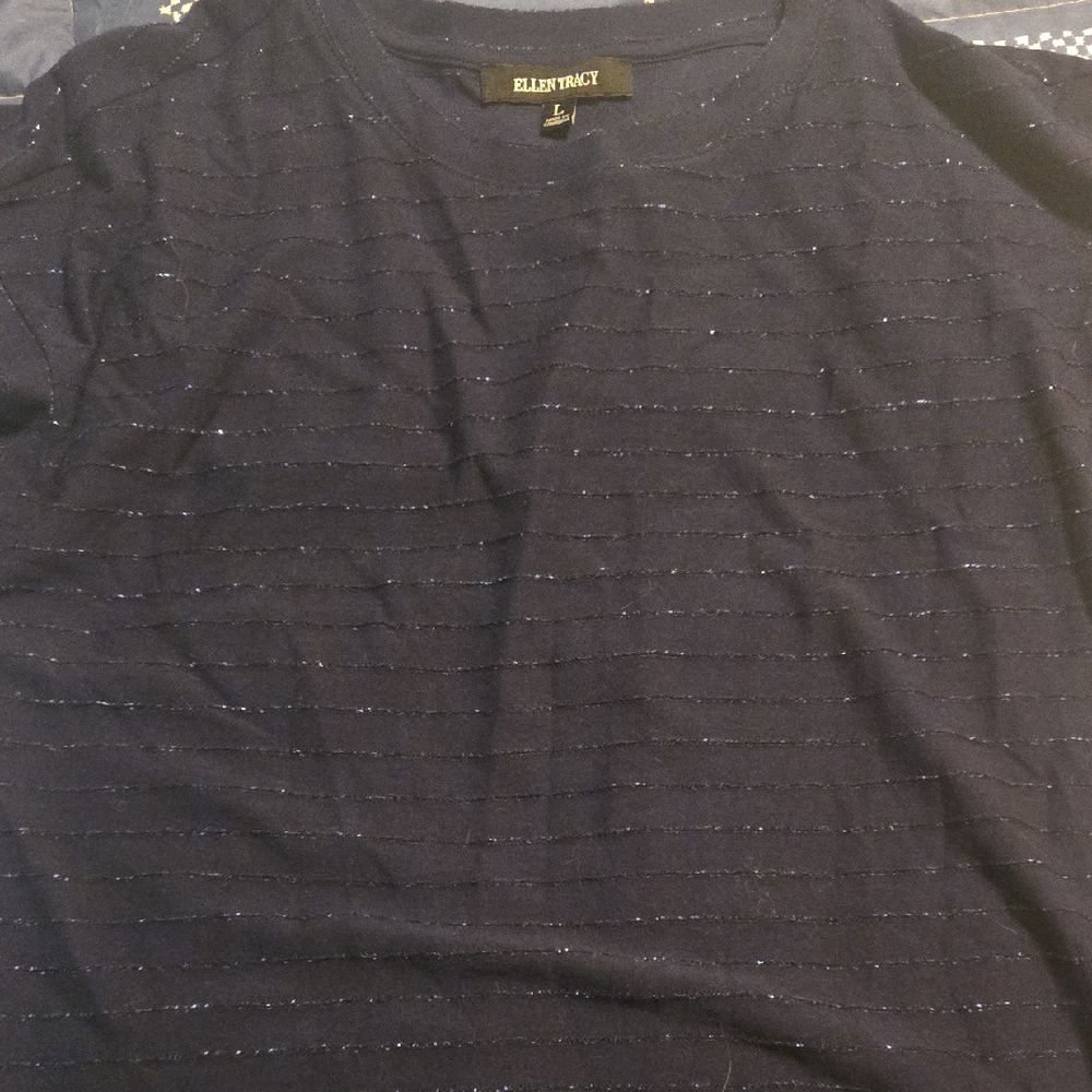 Ellen Tracy Dark Blue Short Sleeve Tee